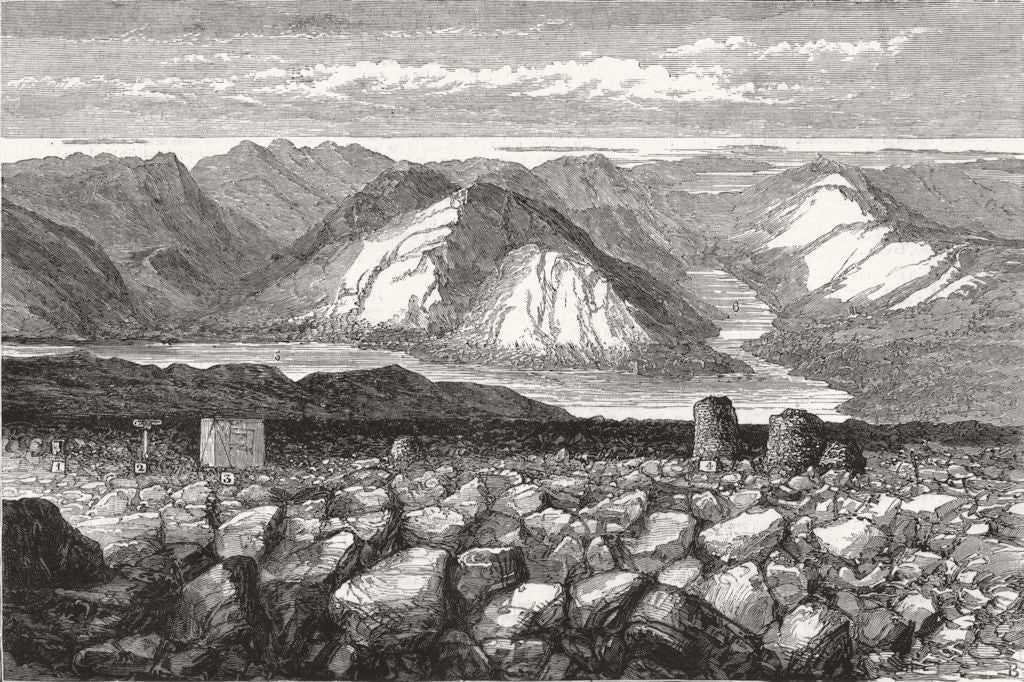 BEN NEVIS. Meteorological observatory Summit. Lochs Linnhe Eil 1881 old print